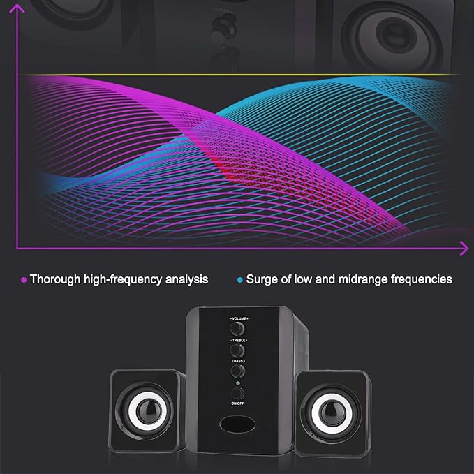 SADA D-202 Mini USB 2.1 Wired Combination Speaker Bass Music Subwoofer for Desktop Laptop Notebook Tablet PC Smart Phone (Black)
