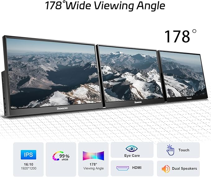 14inch Touchscreen Monitor for Raspberry Pi 5/4B/3B+/3B Screen IPS Display Touch Screen FHD 1920X120060hzBuilt-in Speaker HDMI USB-C Portable Monitor for Laptop Computer Switch PS4/5