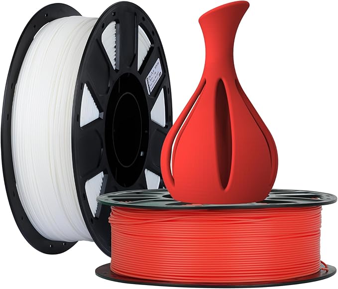 Creality 3D Printer Filament PLA Filament 1.75mm Bundle 2kg for 3D Printing Ender PLA Filament No-Tangling Strong Bonding &amp Overhang Performance Accuracy +/- 0.02mm (White &amp Red)