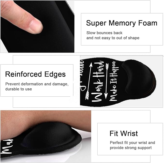 LATEEFAH Mouse Pad with Wrist Rest Large Mouse Pad Ergonomic Gaming Desk Pad Keyboard Wrist Rest Set 4-in-1 Desk Mat Keyboard Mat for Home Office