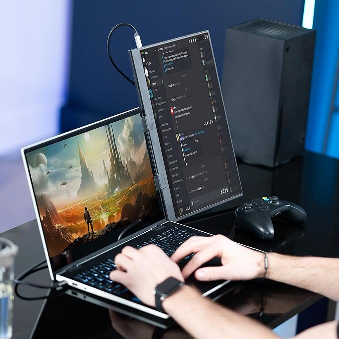 VIVO 15.6 inch Portable Monitor with Laptop Screen Extender Holding Bracket Fits Laptops up to 18.5 inches Black STAND-PM01M