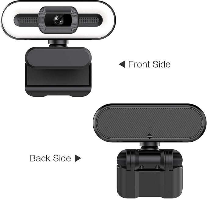 AYNEFY Webcam with Noise Suppression Microphone Live Streaming Webcam 4K 5MP HDR Image Quality Dimmable Lighting Plugandplay for Home Office Streaming