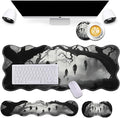 Bxgolkgd Desk Mat SetMouse Pad with Keyboard Wrist Rest &amp Mouse Wrist RestWave-Shaped DesignNon-Slip Rubber BaseErgonomic Desk Mat for HomeOfficeGamingSkeleton Tree