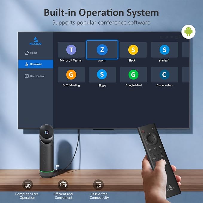 NexiGo Meeting 360 Ultra (Gen 3) Enhanced All-in-One Conference Camera System Multi-Camera Setup 8K Capture AI-Powered Framing and Auto Tracking for Medium to Large Meeting Rooms