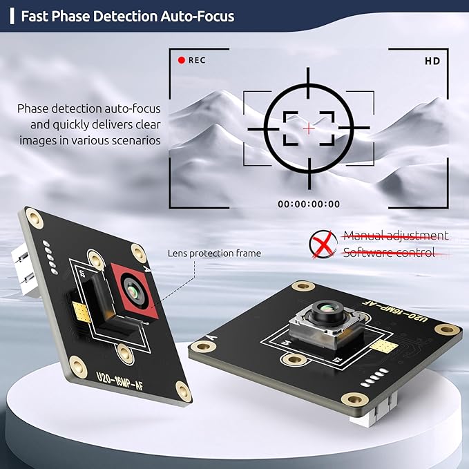 16MP (4656x3496) USB2.0 UVC Camera Phase Detection Auto-Focus 1/2.8 IMX298 HDR Sensor Plug &amp Play for PC Raspberry Pi Jetson Nano and SBCs Support Windows Linux Android Mac OS