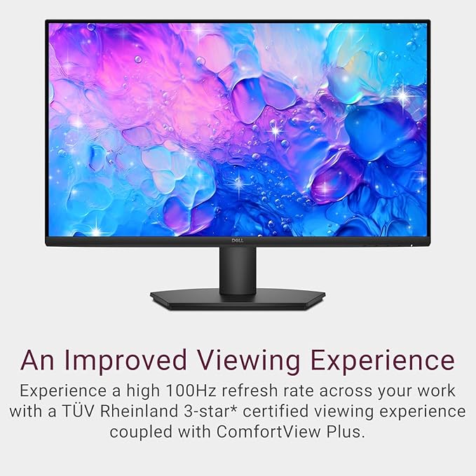 Dell 27 inch Monitor LED FHD - 100Hz Refresh Rate 1500:1 Contrast Ratio AMD FreeSync - VESA IPS Anti-Glare Tilt Adjustability HDMI &amp VGA Black