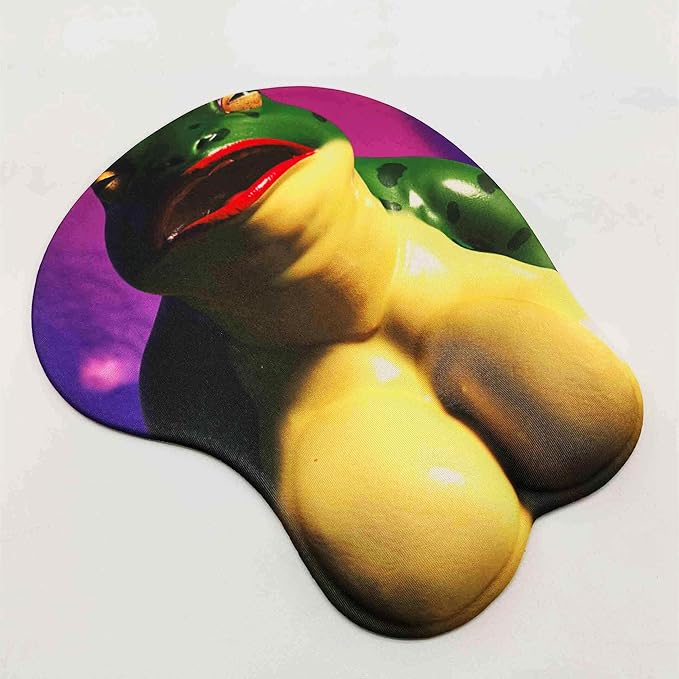 3D Mouse pad Oppai Mousepad Anime Manga Breast Gaming Wrist Rest Boob-pad Anti-Slip Mouse Mat (Frog)