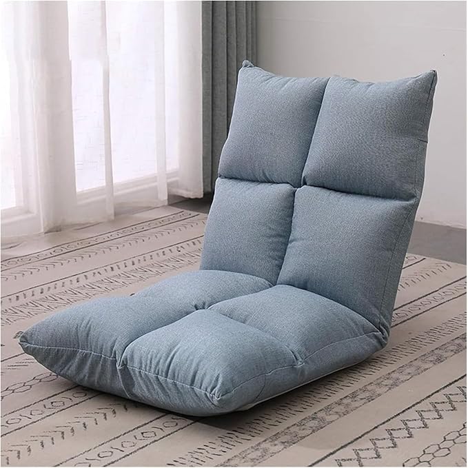 ELEFOCUS Folding Sofa Chair Folding Floor Chair 5 Gears Adjustable Leisure Meditation Chair with Backrest for Living Room(Light Blue)