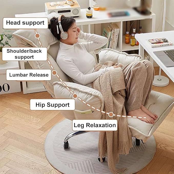 YCKEGEW Lift Chair Recliners Gaming Chair with Footrest Lazy Sofa Chair Ergonomic Study Chair Home Office Desk Chairs with Steel Base and Wheels 360° Swivel Computer Chair(Dark Grey)