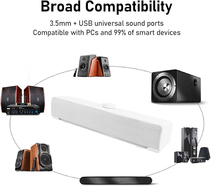 Computer Speaker Immersive 3D Sound with Dual High Power Speaker and Digital Signal Processor Bass Technology for Computer Laptop Smart Devices