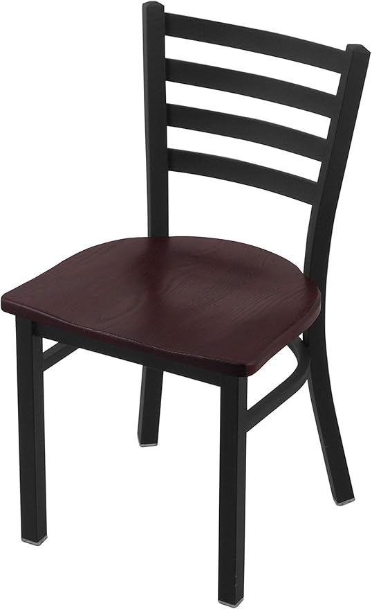 Holland Bar Stool Co. 400 Jackie 18 Chair with Black Wrinkle Finish and Dark Cherry Oak Seat