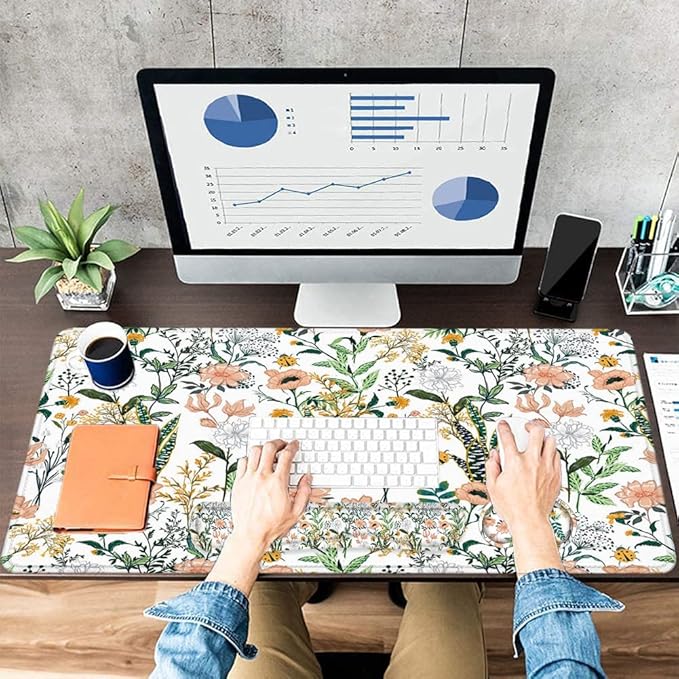 LATEEFAH Desk Mat Mouse Pad with Wrist Rest 4-in-1 Large Mouse Pads for Desk Ergonomic Mouse Pad and Keyboard Wrist Rest Gaming Keyboard Mat for Office Home