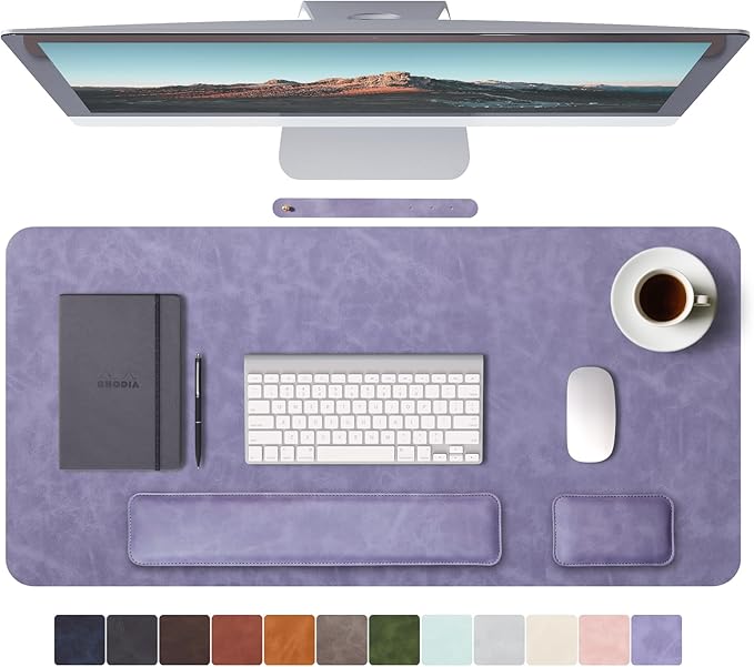 RENMTURE Large Mouse Pad and Keyboard Wrist Rest Desk Pad for Keyboard and Mouse Large Gaming Mouse Pad with Wrist Support Desk Mat for Work and Gaming (Purple)