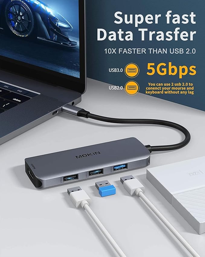 Docking Station USB C to Dual HDMI Adapter MOKiN USB C Hub Dual HDMI Monitors for WindowsUSB C Adapter with Dual HDMI3 USB PortPD Compatible for Dell XPS 13/15 Lenovo Yogaetc