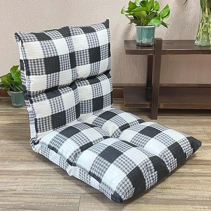 GIZNXBA Floor Chair with 6 Adjustable Positions Foldable Floor Lazy Sofa Folding Floor Gaming Chair with Pillow Meditating Floor Chair for Living Room Bedroom Office(/Black B)