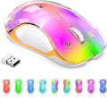 memzuoix 2.4G Wireless Mouse with Customizable Cover &amp 9-Color LED - Rechargeable Ergonomic 1400 DPI 5 Buttons USB Receiver for PC/Mac - Purple