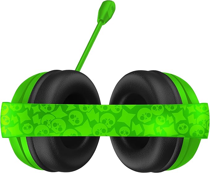 SUBSONIC - Brawl Stars Wireless Gaming Headset with LED and Detachable Microphone. Officially Licensed Gaming Headset Compatible with Consoles PCs Tablets and Smartphones - Green