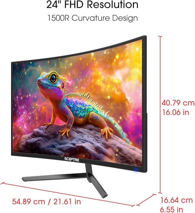 Sceptre New 24-inch Curved Gaming Monitor 1080p up to 180+Hz DisplayPort HDMI 100% sRGB AMD FreeSync Build-in Speakers Machine Black 2026 (C248B-FWT168 Series)