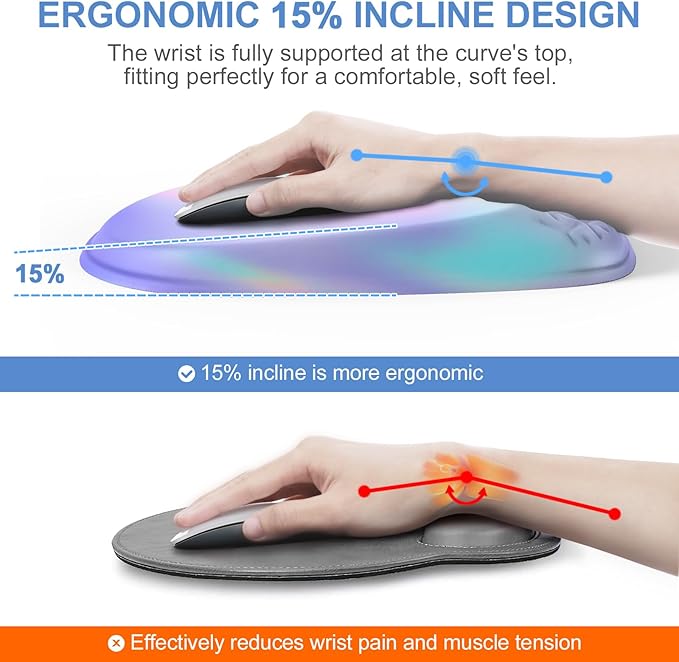 Mouse Pad with Wrist Rest Comfortable Memory Foam Wrist Rest for Computer Keyboard Ergonomic Mouse Pad Set for Easy Typing &amp Pain Relief - Gradient Blue Pink