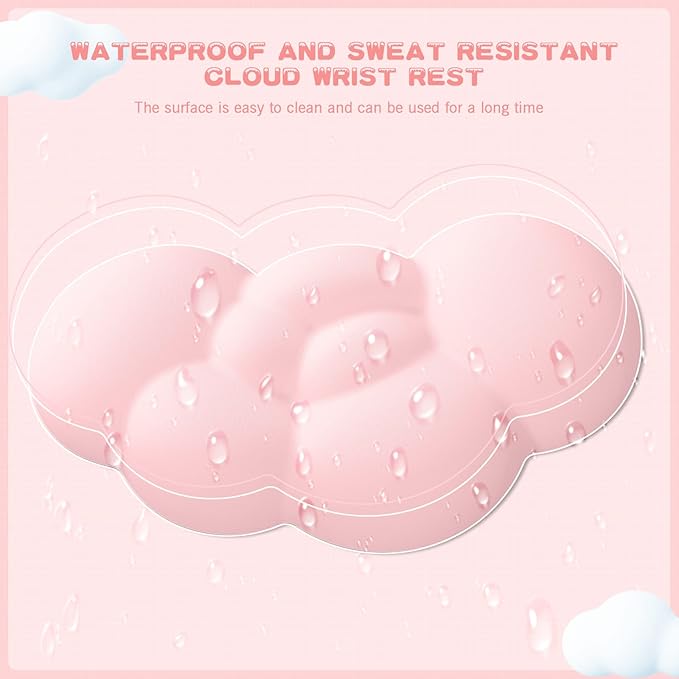 ATTACK SHARK Cloud Mouse Pad Wrist Support and Keyboard Wrist RestErgonomic Design for Typing Pain ReliefMemory Foam Wrist Rest Leather Cup CoasterLightweight Desk Gel Hand Wrist Rests(Pink)