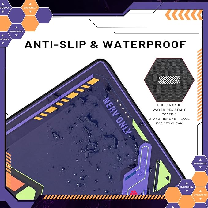 Gaming Mouse Pad 35.4x15.7 | Neon Genesis Evangelion - EVA Unit - 01 &amp NERV Iconic Design | Anti - Slip Base &amp Stitched Reinforced Edges for Gaming &amp Office