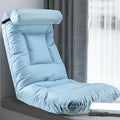 Single Sofa Chair Modern Folding Floor Gaming Chair 6-Position Backrest Adjustable Load Bearing 60kg Perfect for Reading Meditating with Headrest(Blue)