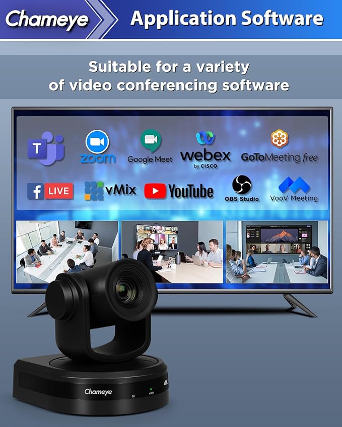 Chameye 4K PTZ Conference Room Camera 10X Optical Zoom AI-Auto Tracking PTZ Camera 4K Bundle NDI PTZ Controller C410+E300
