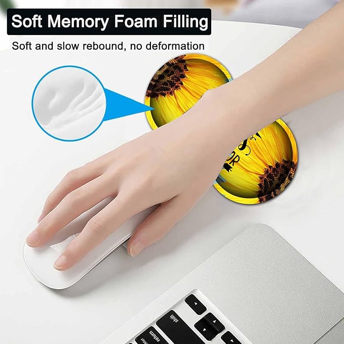 Large Gaming Mouse Pad 31.5x11.8in Extended Computer Mouse Mat with Non-Slip PU BaseErgonomic Memory Foam Keyboard Wrist Restfor Work GamingSunflower Chaos Coordinator Blue Office Desk Pad