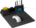 Mouse Pad with Phone Holder &amp Pen Holders Wireless Charging Desk Mat Mousepad Home Office Desk Pad with Ultra-Smooth Surface Non-Slip Base Waterproof Keyboard Pad Classic Black Desk Mat