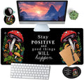 Large Mouse Pad with Mouse Wrist Rest 31.5x11.8 in Extended Mouse Mat with Non-Slip PU Base Ergonomic Memory Foam Wrist Rest for Work &amp Gaming Writing Pad Red Mushroom Black Office Desk Pad