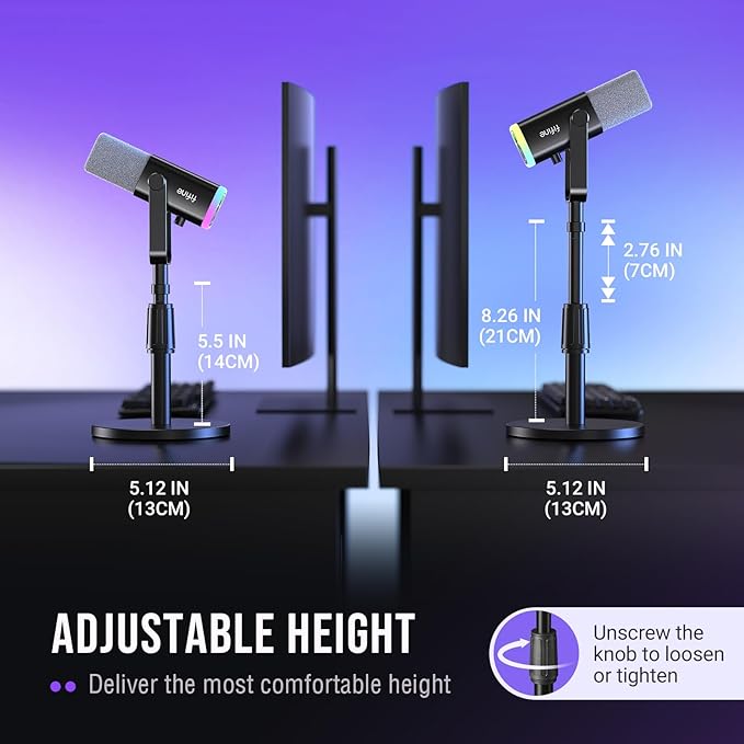 FIFINE Studio Streaming Kit Dynamic Microphone with Desktop Stand &amp XLR Cable XLR/USB Microphone with Quick Mute Male-Female Mic Cord &amp Table Mic Stand for Recording Podcast-K688+BS1+L9