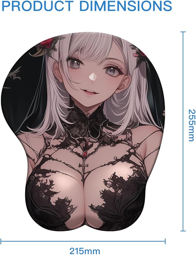 Japanese Style 3D Chest Mouse Pad with Soft Gel Wrist Support Anti-Slip Base for Anime Gaming Mouse Pad Computer Accessroies Silly Gift (Thorn Queen)