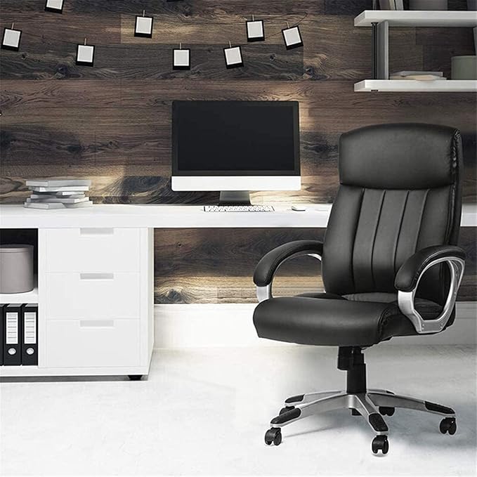 Ergonomic PU Leather Office Chair with Lumbar Support Adjustable Swivel Boss Gaming Chair High-Back Task Chair