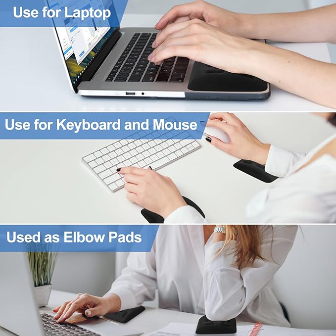 Upgraded Wrist Rest for Laptop Ergonomic Memory Foam Laptop Wrist Pads for Computer Keyboard Wrist Support Cushion for Typing (Black)