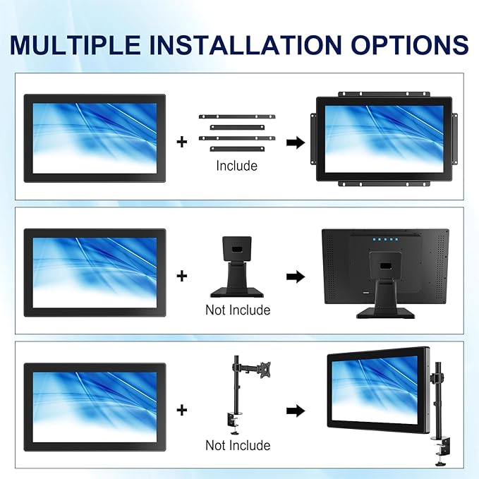 15.6 Inch Capacitive Touch Screen Monitor 1920x1080 Industrial Touch Display Metal Housing HD-MIVGA Input Open Frame Touchscreen Monitor for Industrial Automation Control