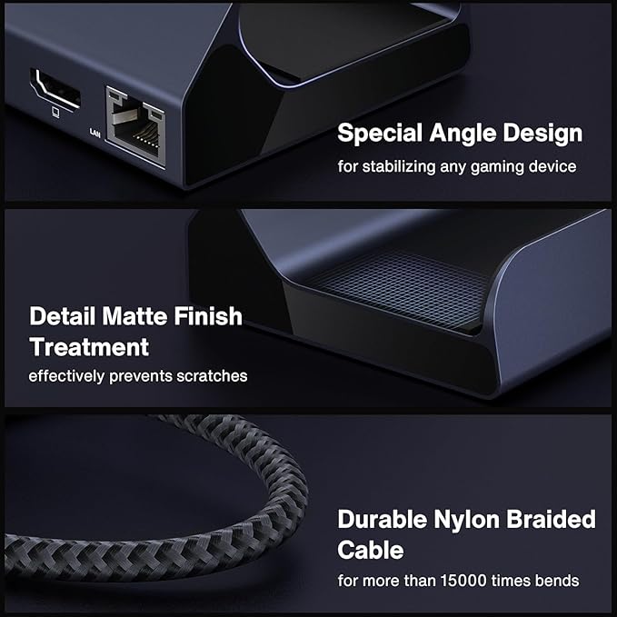 iVANKY 4K@144Hz Steam Deck Dock 8-in-1 Docking Station for ASUS ROG Ally X/Legion Go/MSI Claw ROG Alloy/Valve Stream Deck OLED Hub HDMI 2.1 1Gbps Ethernet 3*USB-A 3.0 100W Charge