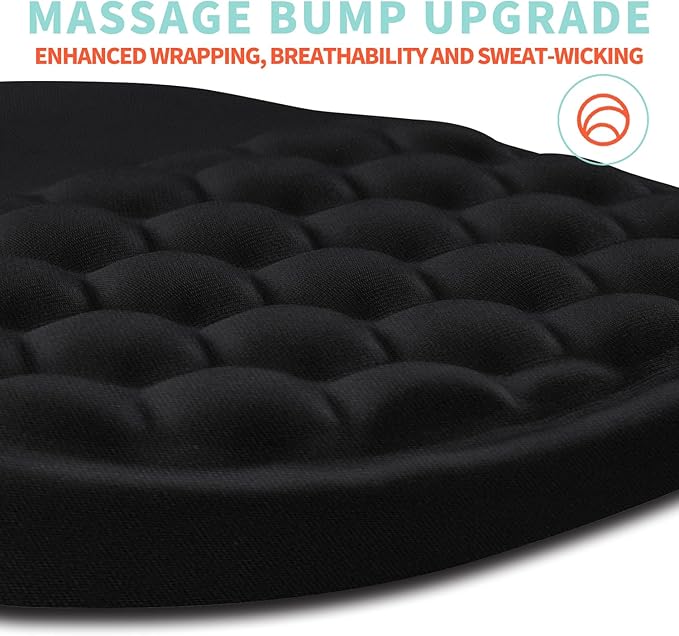 Ergonomic Mouse Pad Wrist Support with Memory Foam Massage Bulge Carpal Tunnel Pain Relief Mousepad Wrist Rest for Mouse(12x8 inch Black)