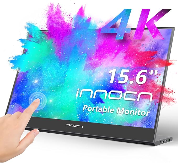 INNOCN 15.6 4K Portable Monitor Touchscreen 3840 x 2160 USB C HDMI External Gaming Monitor Second Computer Screen Travel Portable Monitor for Laptop w/Kickstand