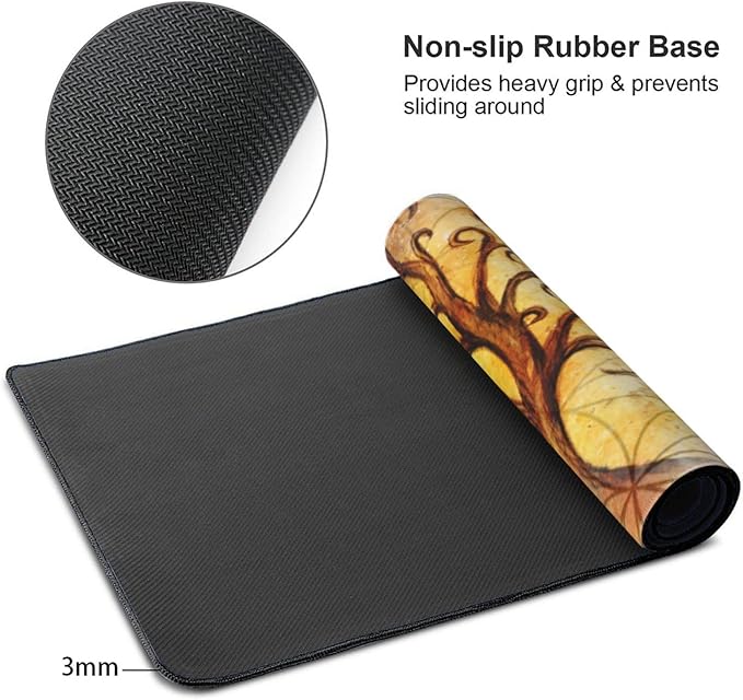 Ravens Tree of Life Large Mouse Pad Gaming Mousepad with Wrist Support Rubber Computer Keyboard Mat for Desk Laptop Non-Slip Full Deskmat Protector Waterproof Writing Pad Office Home 16x35.5 in