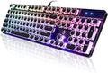 Typewriter Style Mechanical Gaming Keyboard RGB Backlit Wired with Blue Switch Retro Round Keycap 104 Keys Keyboard Compatible with Laptops/Chromebook/Desktop (Black 104 Keys RGB)