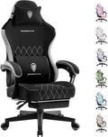 Dowinx Fabric Gaming Chair Ergonomic Computer Chair with Footrest and Pocket Spring Cushion Height Adjustable Video Gamer Chair with Lumbar Support for Adults Black