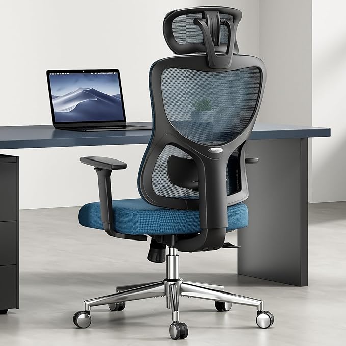 Ergonomic Office Chair with 3D Armrests &amp Adjustable High Back - Reclining Computer Desk Chair with Lumbar Support and Headrest for Gaming and Home Office 350 lbs Capacity (Navy Blue Model C)