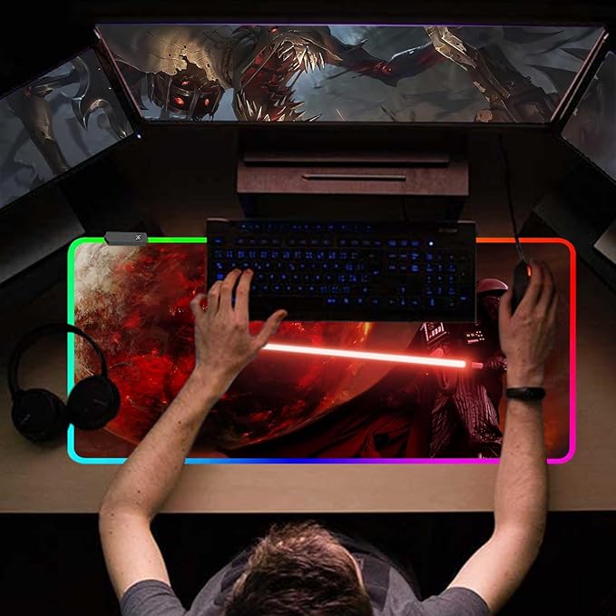 Large Gaming RGB Mouse Pad Custom Mouse Pads Mousepad with Non-Slip Rubber Base and Stitched Edges Mouse Mat Big Desk Pad for Computer Keyboard Office Desk Mat for Desktop31.5x15.7 Inch
