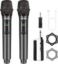 Wireless MicrophoneProfessional Dual Handheld Cordless Dynamic Mic System with Rechargeable Receiver(160 Ft)Karaoke Microphone Set for SingingKaraokeWeddingDJPartySpeechChurchK60-2