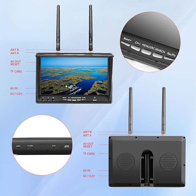 SPEEDY BEE 7Inch Portable FPV Monitor: 5.8Ghz 7 Screen with DVR 40CH Receiver 800 x 480 LCD Display Built-in Battery for FPV