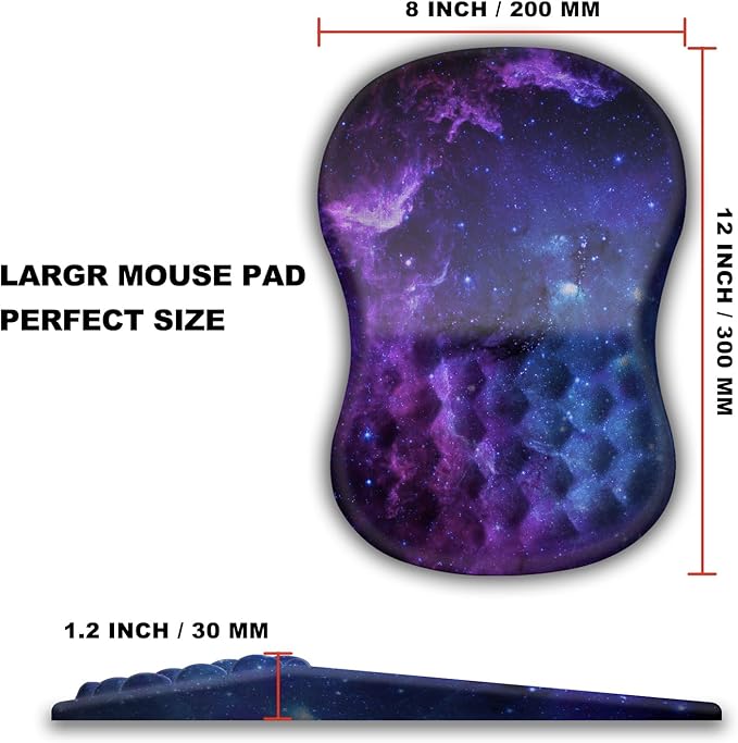 Mouse Pad Wrist Support Ergonomic Mouse Pad with Massage Dot Comfortable Computer Mouse Pad for Laptop Wrist Rest Pain Relief Mousepad with Non-Slip PU Base for Office &amp Home 12 x 8 in