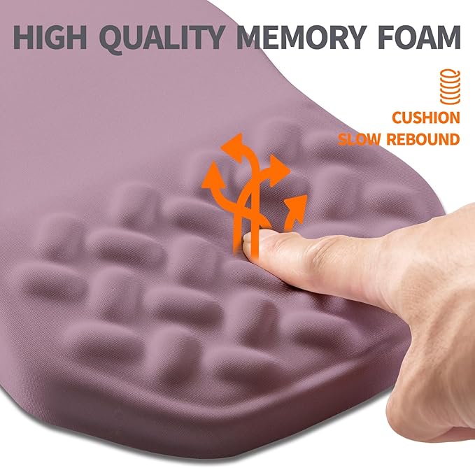 Ergonomic Slope Mouse Pad Wrist Support Wrist Rest Mousepad for Carpal Tunnel Pain Relief with Massage Bulge and Slow Rebound Memory Foam (12x8 inch Purple)