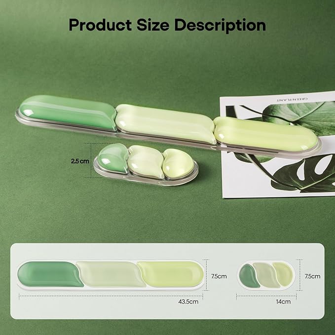 EPOMAKER CloudGel Wrist Rest for Keyboard and Mouse 2 Pieces Silicone Wrist Support Anti-Slip Rubber Bottom Ergonomic Design Suitable for Office/Computer/Laptop/Gaming (Green)