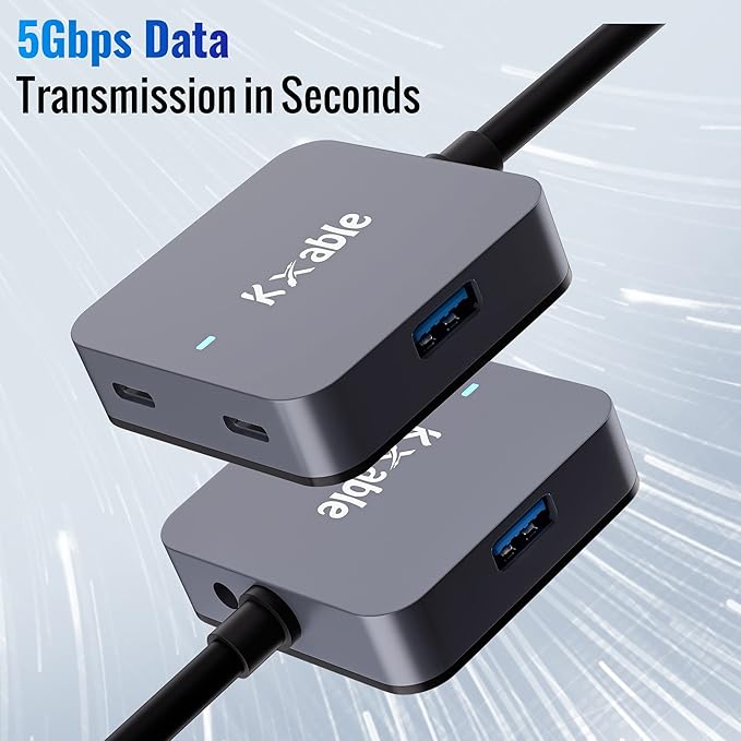Upgrade USB C Hub Expander Multi USB Ports Cable 25FT Long USB 3.1 C Extension Cable with 4-Port (2 USB-A Ports+2 USB-C Ports) USB C Y Splitter Hub Type-C Male to A-Female + C-Female Extender Cord