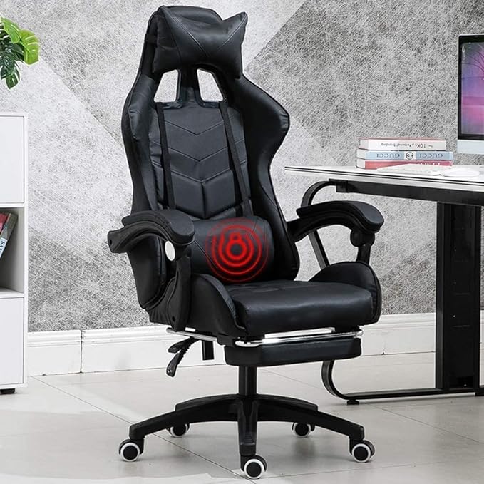 Office Chair Video Game Chairs Ergonomics Lift Seat with Footrest High Back Gaming Chair Multifunction with Headrest and Lumbar Support for Video Game Chair Swivel Chair Pink White